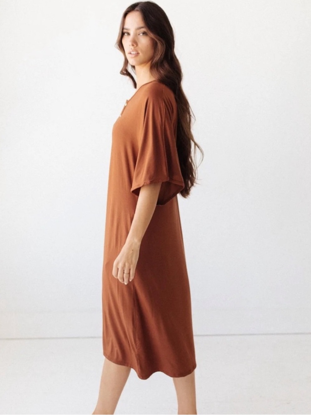 Dwell + Slumber Camel/Brown Caftan House Dress Size M/L